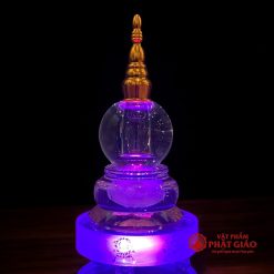 Tháp Xá Lợi Đế Tám Cát Tường Thủy Tinh Có Đế LED, Cao 23cm 18 Tháp Xá Lợi Đế Tám Cát Tường Thủy Tinh Có Đế LED, Cao 23cm - Ảnh 6