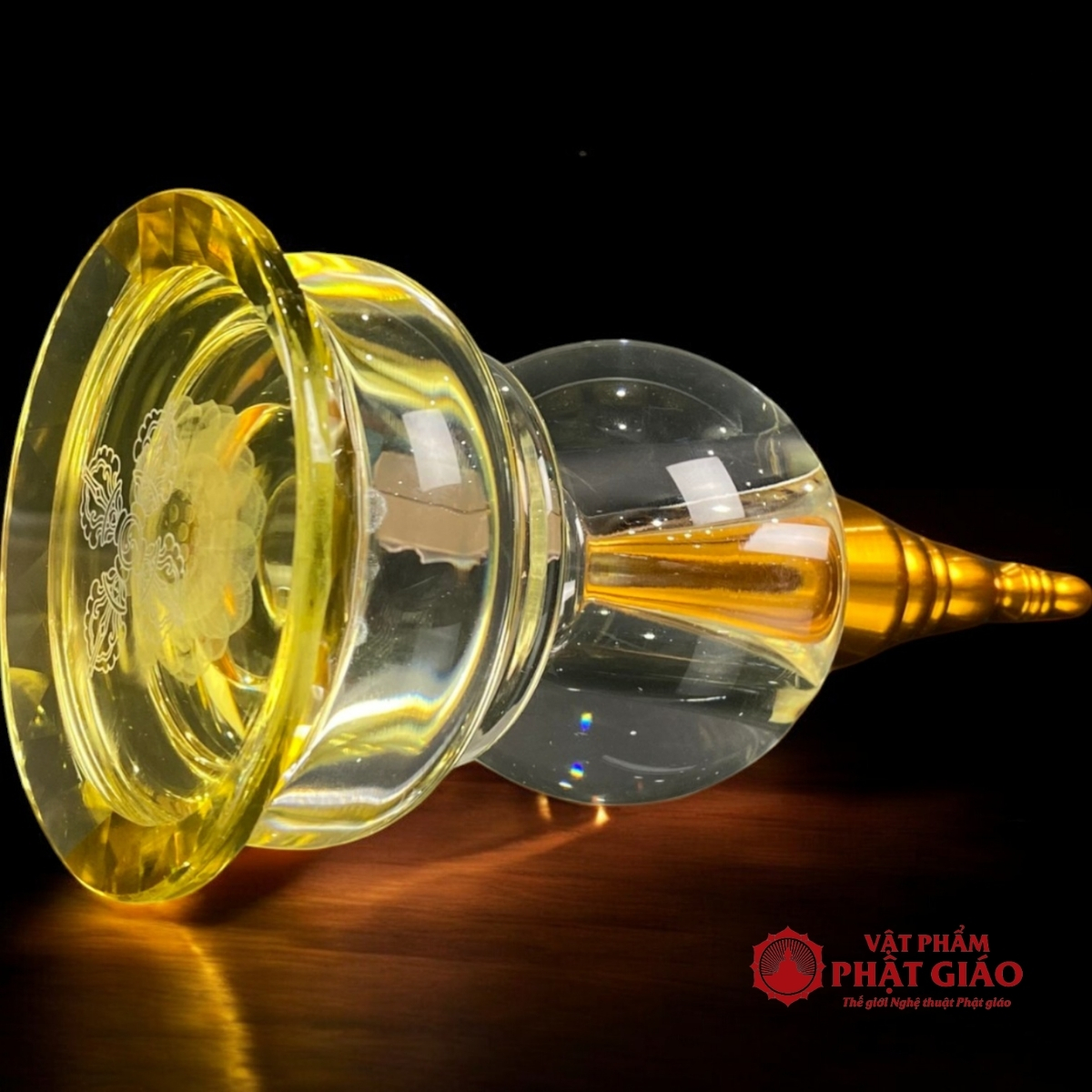 Tháp Xá Lợi Đế Tám Cát Tường Thủy Tinh Có Đế LED, Cao 23cm 10 Tháp Xá Lợi Đế Tám Cát Tường Thủy Tinh Có Đế LED, Cao 23cm - Ảnh 10