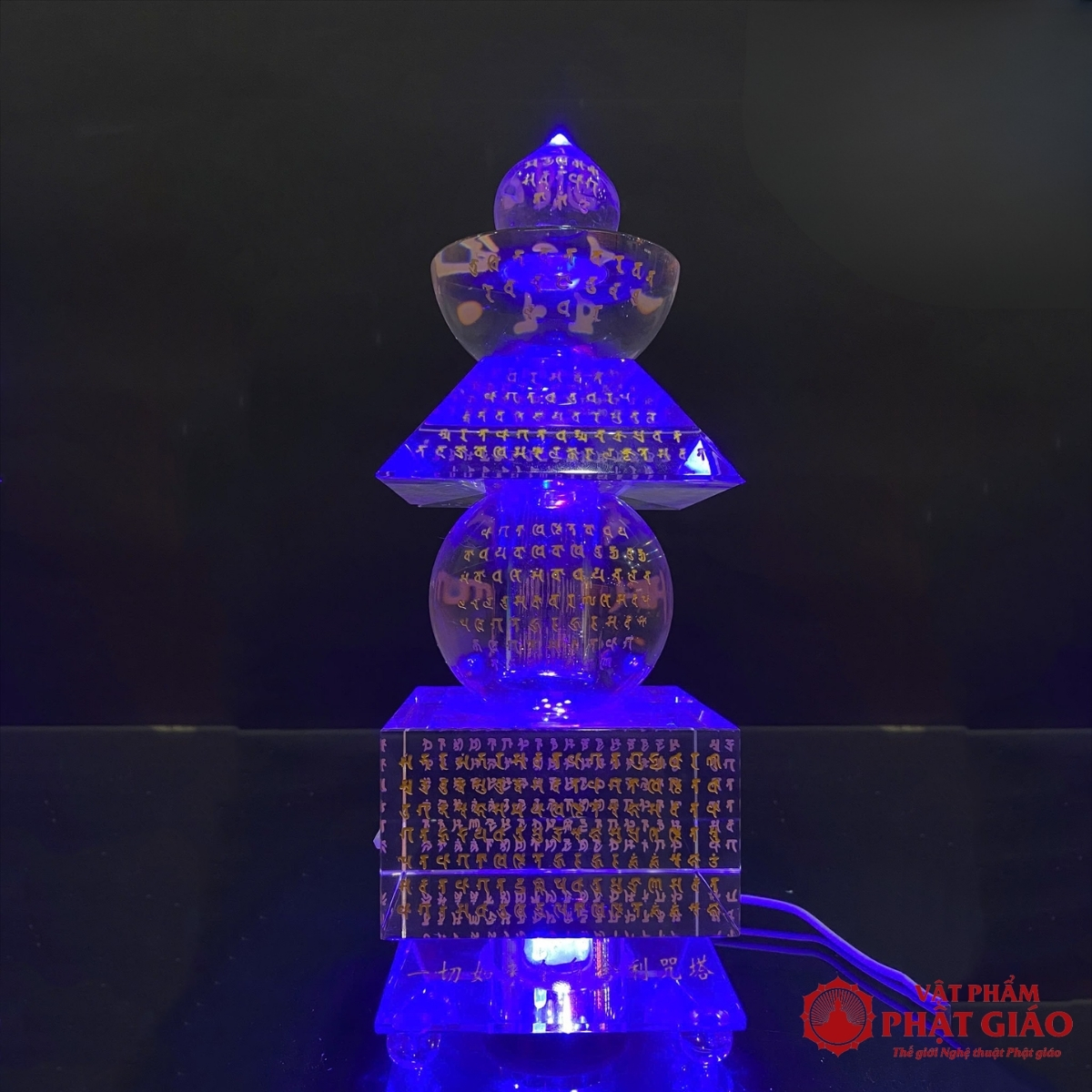 Tháp Xá Lợi Khắc Tâm Kinh Thủy Tinh Trong Suốt, Cao 28cm 10 Tháp Xá Lợi Khắc Tâm Kinh Thủy Tinh Trong Suốt, Cao 28cm - Ảnh 10