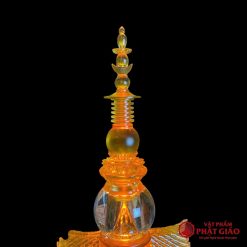 Tháp Xá Lợi Tua Bảo 3 Tầng Xá Lợi Thủy Tinh Mái Lưu Ly Vàng, Cao 105cm 10 Tháp Xá Lợi Tua Bảo 3 Tầng Xá Lợi Thủy Tinh Mái Lưu Ly Vàng, Cao 105cm - Ảnh 3