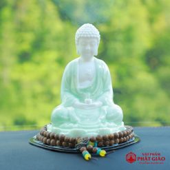 Tượng Phật A Di Đà Tọa Đài Sen Sứ Xanh Để Ô Tô - Ảnh 2