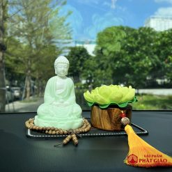 Tượng Phật A Di Đà Tọa Đài Sen Sứ Xanh Để Ô Tô - Ảnh 12