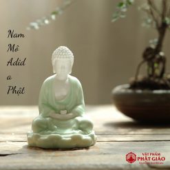 Tượng Phật A Di Đà Tọa Đài Sen Sứ Xanh Để Ô Tô - Ảnh 3