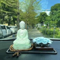 Tượng Phật A Di Đà Tọa Đài Sen Sứ Xanh Để Ô Tô