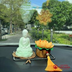 Tượng Phật A Di Đà Tọa Đài Sen Sứ Xanh Để Ô Tô - Ảnh 9