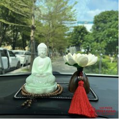 Tượng Phật A Di Đà Tọa Đài Sen Sứ Xanh Để Ô Tô - Ảnh 10