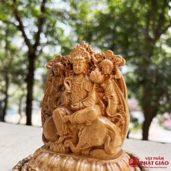 Tượng Phật Bản Mệnh Gỗ Bách Xanh Để Ô Tô, Bàn Làm Việc - Ảnh 14