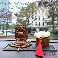 Tượng Phật Bản Mệnh Trang Trí Ô Tô Theo Gỗ Bách Xanh Cao Cấp, Cao 12cm - Ảnh 4