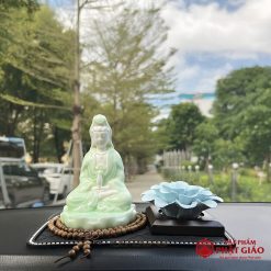 Tượng Phật Quan Âm Bồ Tát Tọa Đài Sen Để Ô Tô Bằng Sứ Cao Cấp - Ảnh 9
