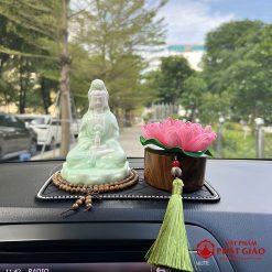 Tượng Phật Quan Âm Bồ Tát Tọa Đài Sen Để Ô Tô Bằng Sứ Cao Cấp - Ảnh 5