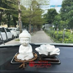 Tượng Phật Thích Ca Bằng Gốm Trắng Trang Trí Ô Tô, Cao 12cm - Ảnh 11