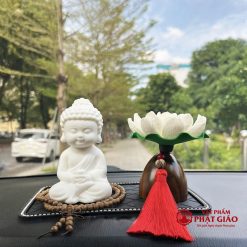 Tượng Phật Thích Ca Bằng Gốm Trắng Trang Trí Ô Tô, Cao 12cm - Ảnh 12