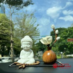 Tượng Phật Thích Ca Bằng Gốm Trắng Trang Trí Ô Tô, Cao 12cm - Ảnh 6