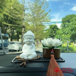 Tượng Phật Thích Ca Bằng Gốm Trắng Trang Trí Ô Tô, Cao 12cm - Ảnh 7