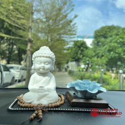 Tượng Phật Thích Ca Bằng Gốm Trắng Trang Trí Ô Tô, Cao 12cm - Ảnh 8