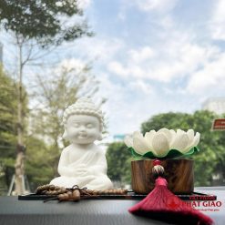 Tượng Phật Thích Ca Bằng Gốm Trắng Trang Trí Ô Tô, Cao 12cm - Ảnh 9