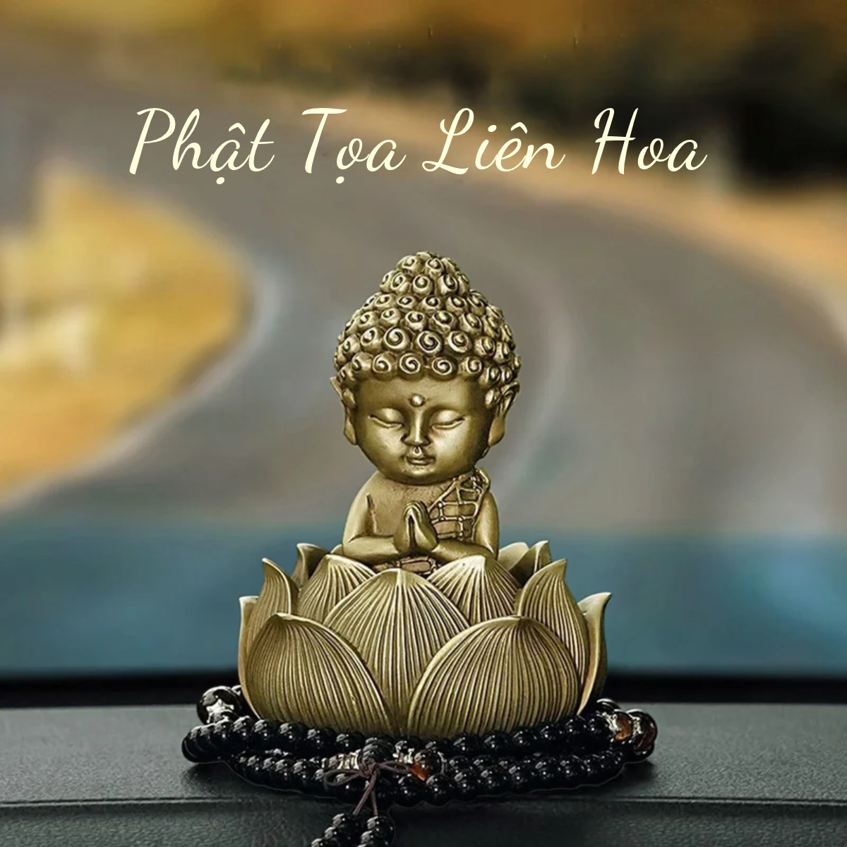 Tượng Phật Tọa Đài Sen Bằng Đồng Cao Cấp Để Ô Tô